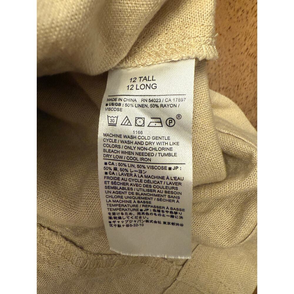 Banana Republic Linen Blend Mini Skirt 12 Tall Beige Button Front Pockets Casual - Picture 5 of 7